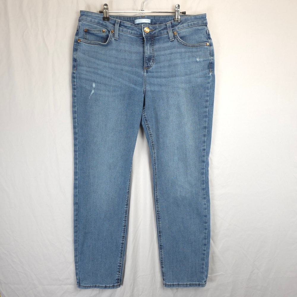 LC Lauren Conrad Slim Boyfriend Jeans Women 12 Medium Wash Stretch Lt Distressed